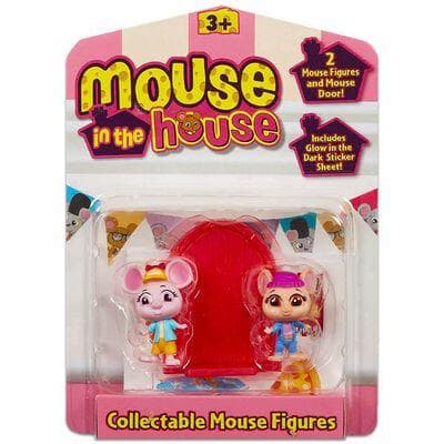 Mouse in the house 2 kpl Hiirifiguurit Vaaleanpunainen ovi