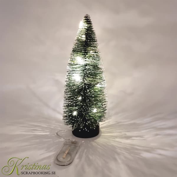 Miniatyr Julgran med Snö och Ledbelysning 10 st Lampor - 20 cm