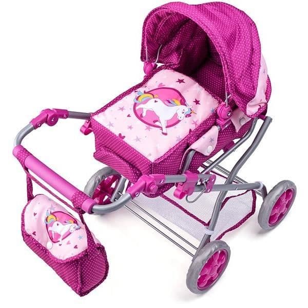Barnvagn till docka - Woody - Unicorn 91509 - Rosa - Från 3 år - Barn flicka