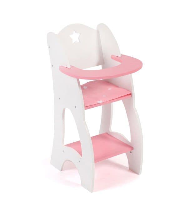 Bayer chic - 520-88 - 2000- Barnstol för babydockor upp till ca. 46 cm, Möbler för dockor, Rosa stjärnor