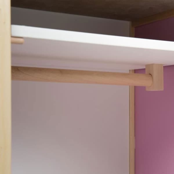 Scarlett Dockgarderob - ROBA - Förvaring för dockkläder och accessoarer - Vitt trä / Rosa