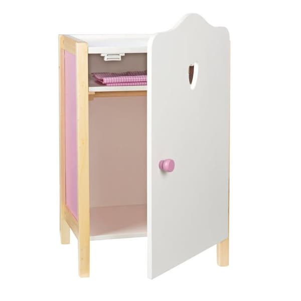 Scarlett Dockgarderob - ROBA - Förvaring för dockkläder och accessoarer - Vitt trä / Rosa