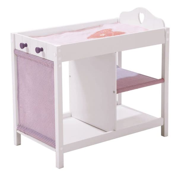 ROBA - Fienchen 2 i 1 Doll Skötbord + Madrass - Vit / Rosa