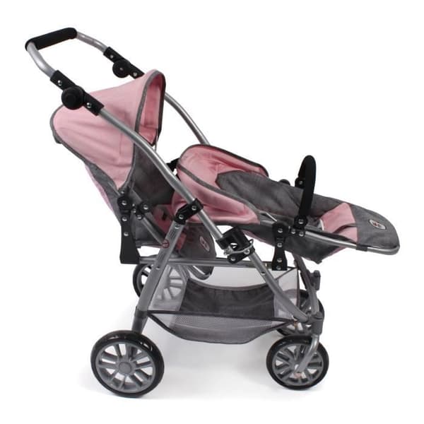 Tandem Vario dockvagn - Rosa och grå - Barn från 3 år