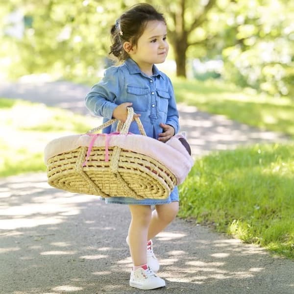 Tillbehör till babydockor - COROLLE - Rosa plysch-basinset - för 36 och 42 cm babydockor - från 3 år