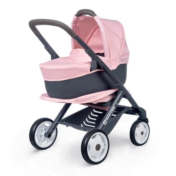 SMOBY - Bébé Confort - Barnvagn + Barnvagn 3 i 1 för spädbarn och dockor - Tysta och flerriktade hjul