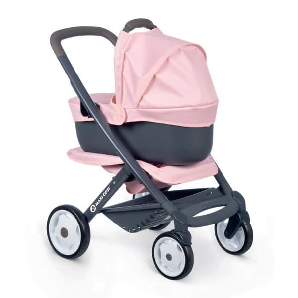 SMOBY - Bébé Confort - Barnvagn + Barnvagn 3 i 1 för spädbarn och dockor - Tysta och flerriktade hjul