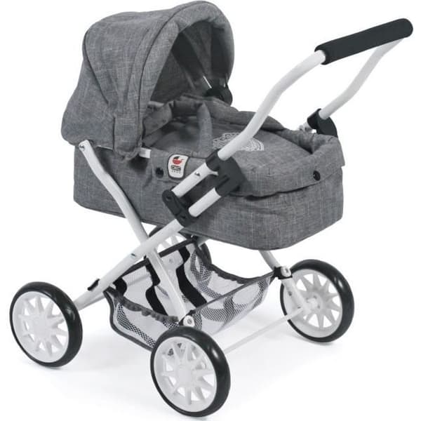 Dockvagn - BAYER DESIGN - Mini SMARTY - Grå denimfärg - Avtagbar liggdel