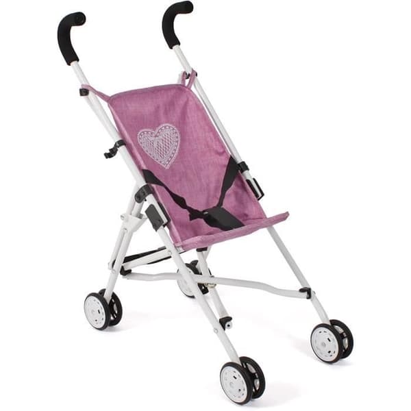 ROMA mini-buggy vagn för dockor - Bayer Chic 2000 - Lämplig för dockor upp till 52 cm - Grå och lila