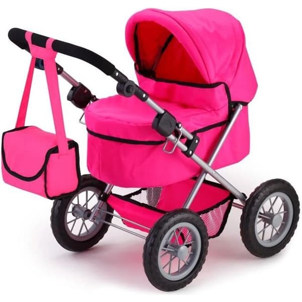 Trendig Uni Rose Pink dockvagn - BAYER DESIGN - Justerbar - Lämplig för dockor upp till 46 cm