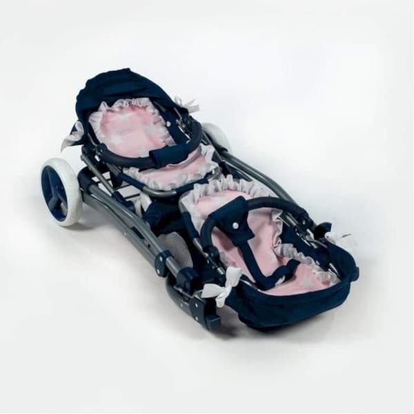 Dubbelvagn för La Nina Doll Ref 60421 Blå Rosa - Leksak för barn från 3 år och uppåt