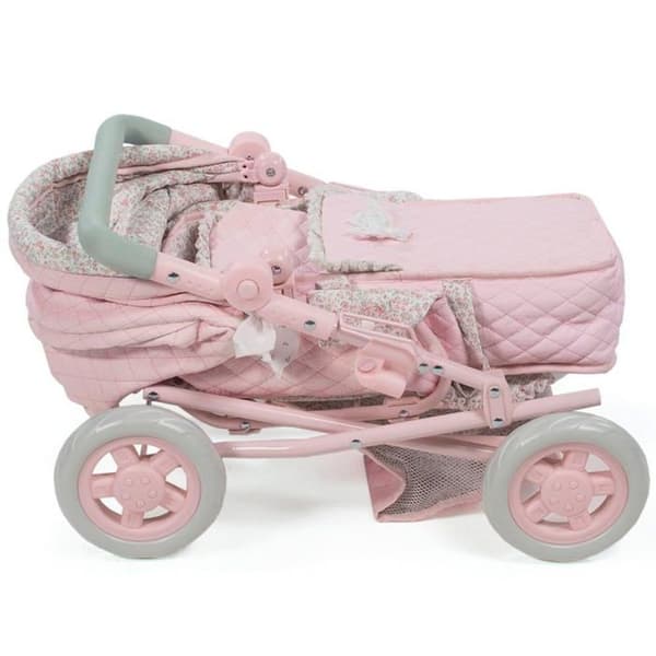 La Nina - 65076 - Diset- Gökklocka med hjul i Pink Flower PEQ-läder. (37 x 65 x 44 cm) Barnvagn för dockor, , Flerfärgad