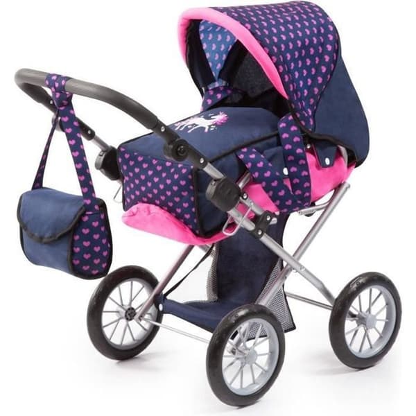 BAYER Dockvagn City Star Unicorn Blue and Hot Pink Justerbar med en axelväska