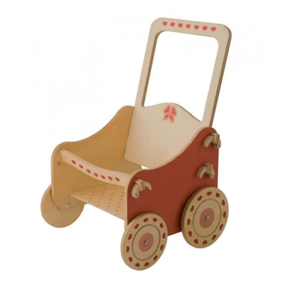 Trävagn för Dida docka - Naturdekoration - 50 cm hög - för barn från 2+
