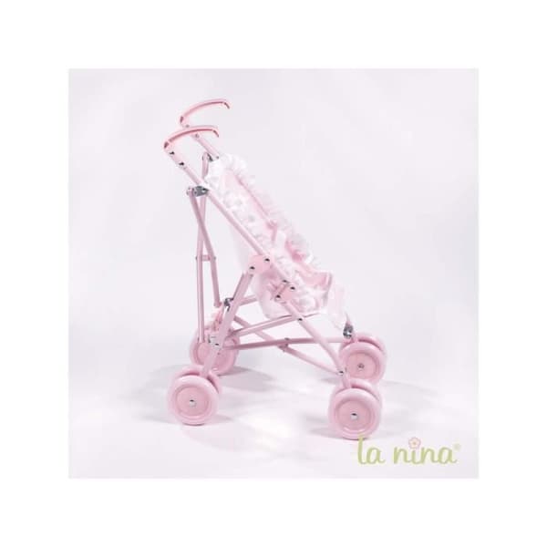 La Nina barnvagn - Carlota - Stor storlek - 8 hjul - Rosa