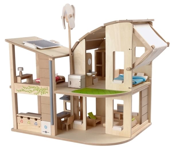 Grønt dukkehus med møbler - Plantoys