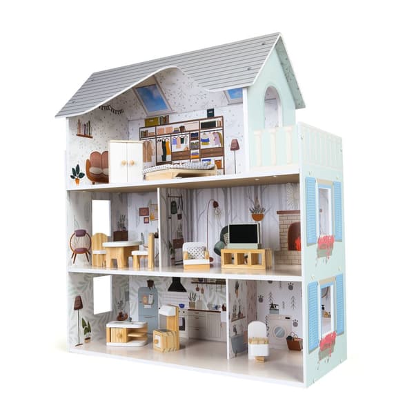 Dockskåp Emma - trä - 60x24x70 cm - 3 våningar - grå