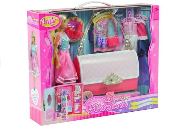 Doll with Accessories Wardrobe in a Bag