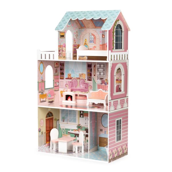 Dollhouse - 61x30x106 cm - træ - med møbler
