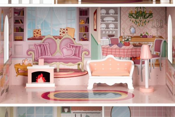 Dollhouse - 61x30x106 cm - træ - med møbler
