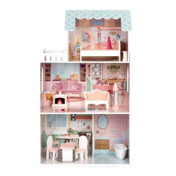 Dollhouse - 61x30x106 cm - træ - med møbler