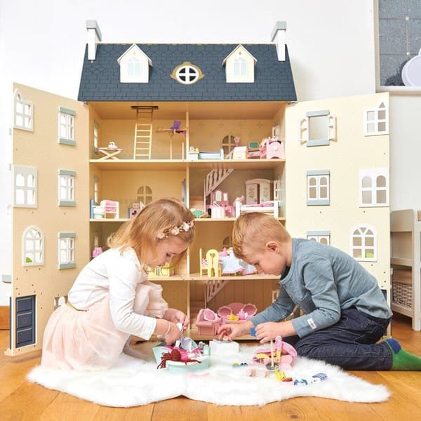 Palace dockskåp - Le Toy Van - 4 våningar - Hållbart trä - Grått och beige