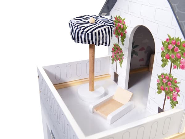 Trä MDF dockskåp med möbler 78cm svart LED