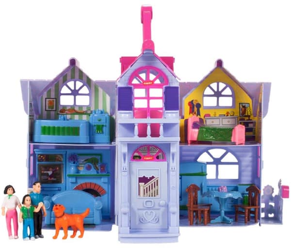 Country foldbart Villa dukkehus 18cm