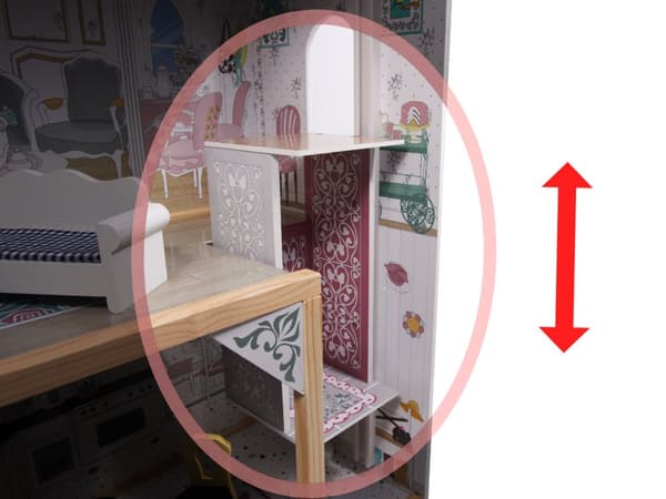 Træ MDF dukkehus med møbler 122cm XXL LED