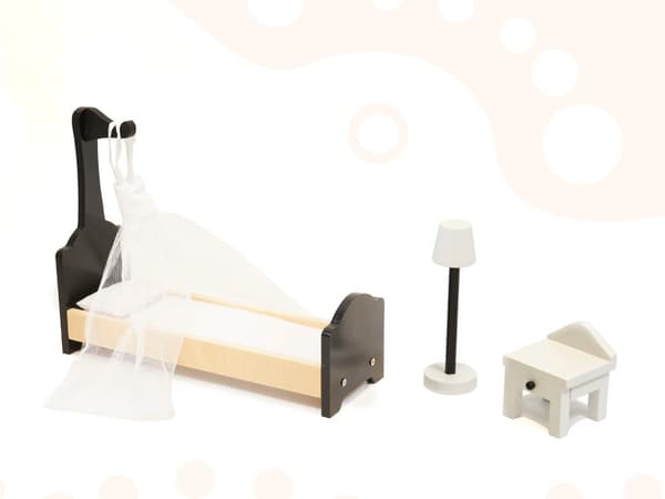 Træ MDF dukkehus med møbler 122cm XXL LED