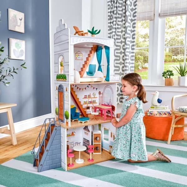 KidKraft - Rowan Wooden Dollhouse med 13 tillbehör ingår