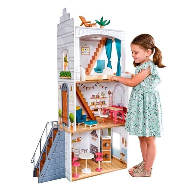 KidKraft - Rowan Wooden Dollhouse med 13 tillbehör ingår