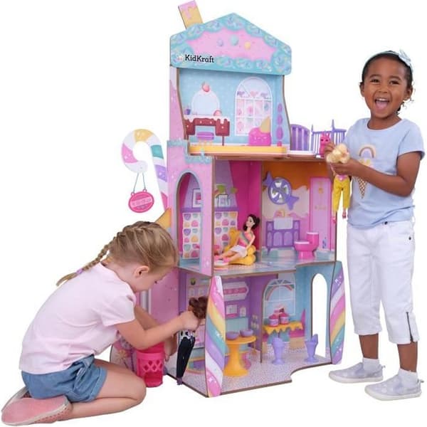 KidKraft - Trä Candy Castle Dockhus/slott med 28 tillbehör ingår