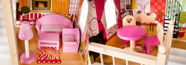 Dockhus / Leksakshus för Barn - Villa med möbler