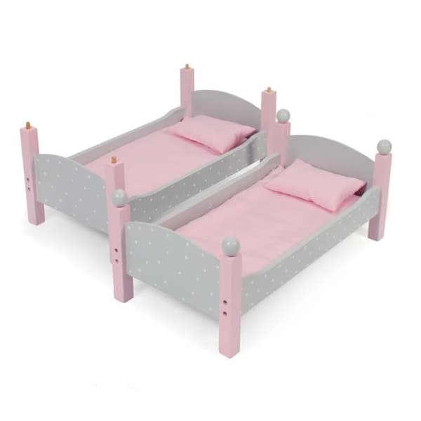 Kögesängar - Bayer Chic 2000 - Design Puntos Grey - Grå, Vit, Rosa - För dockor 48 cm