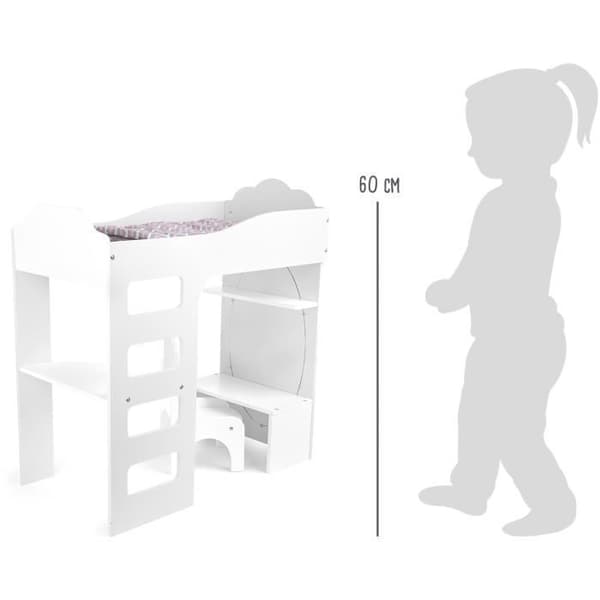 Dockhusmöbel - Ospecificerat - Loftäng med skrivbord - Vit - 3 delar - För barn från 3 år