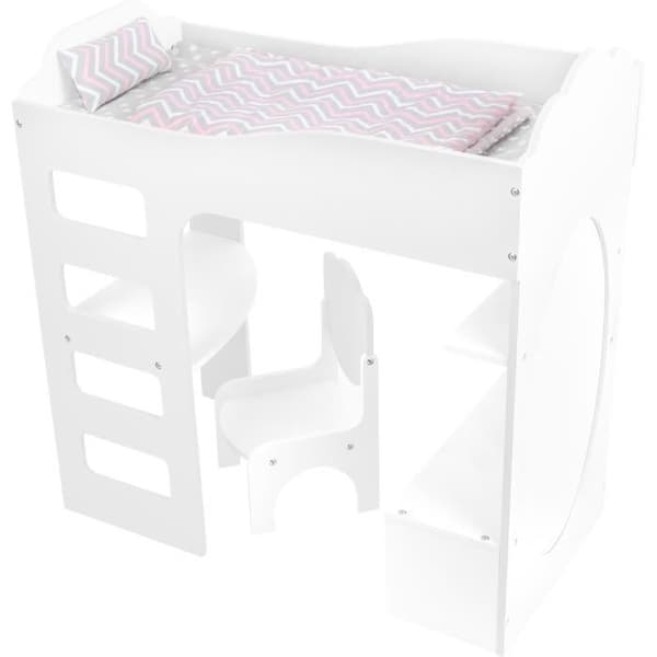 Dockhusmöbel - Ospecificerat - Loftäng med skrivbord - Vit - 3 delar - För barn från 3 år
