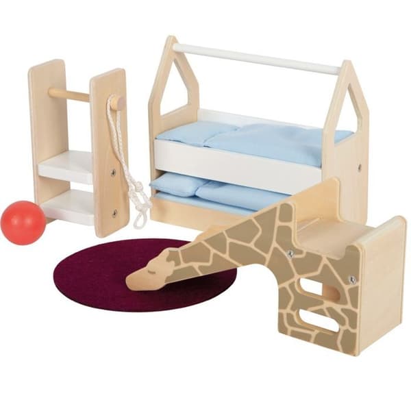 Dockhusmöbler - Småfotssällskap - Barnsovrum - Hyttsäng - Giraffrutschkana - 11 stycken