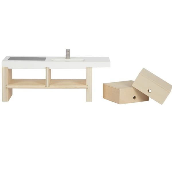 Dockhusmöbler - Liten fotsällskap - Kök - 11 stycken - Beige - Att montera själv