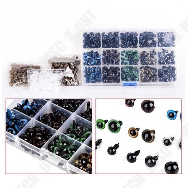 TD® 264 delar - Set Djurdocka ögon - Plyschleksakhantverk Svartfärgad Säkerhetsplast 6-12 MM Tillverkning