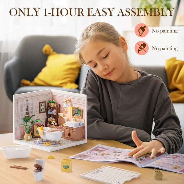 DIY Miniature Hus Sæt, Spa Badeværelsesscene, Tilpasselig LED Belysning, Nem Samling