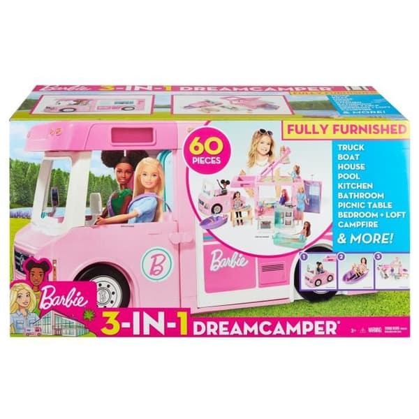 Barbie - 3-i-1 Dream Camper - 55 cm - Från 3 år - 50 Tillbehör