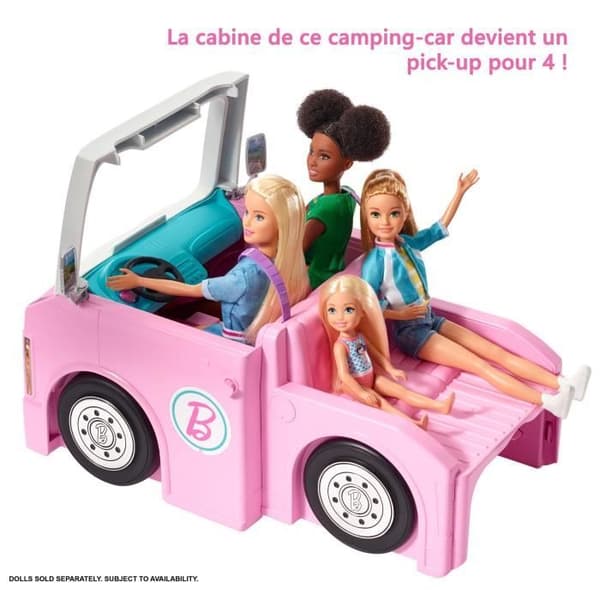 Barbie - 3-i-1 Dream Camper - 55 cm - Från 3 år - 50 Tillbehör