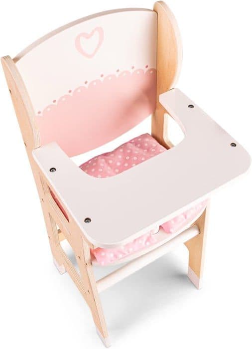 NYA CLASSIC TOYS dockstol i trä med dyna - Vit / Trä / Rosa