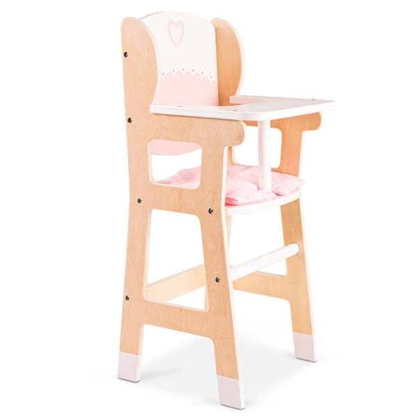 NYA CLASSIC TOYS dockstol i trä med dyna - Vit / Trä / Rosa