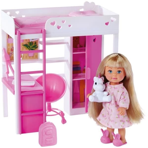 Evi Love docka sovrum Smoby - rosa/flerfärgad - 24x18x8,5 cm