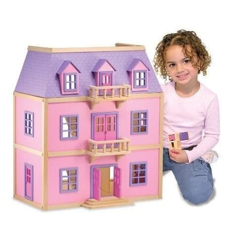 Dockhus - MELISSA & DOUG - 3 våningar - 19 delar - Lätt att montera - Inomhus