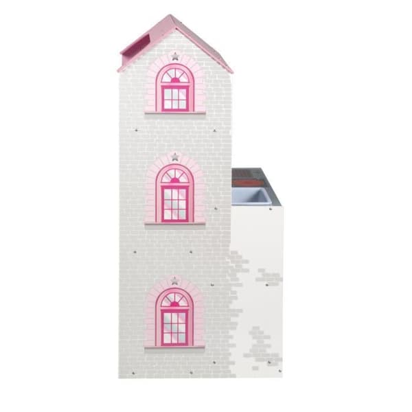 2in1 Dockhus och barnkök - ROBA - Rosa / Vit - 6 delar - 32 cm
