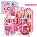 Miniatyrbillede 3 af 3: OBOSOE Princess Lot dukkehus med møbler og dyr – 4-lags plastikdukkehus (220 stk)