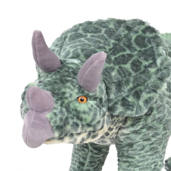 vidaXL Stående leksaksdinosaurie triceratops plysch grön XXL
